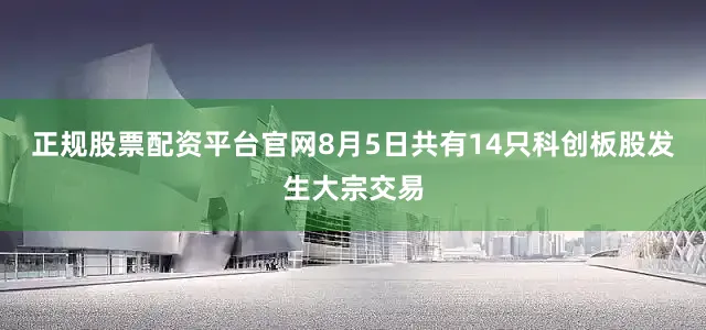 正规股票配资平台官网8月5日共有14只科创板股发生大宗交易